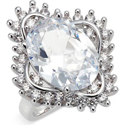 Nordstrom Cubic Zirconia Cocktail Ring In Clear- Silver