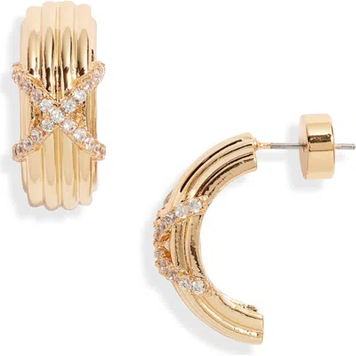 Nordstrom Cubic Zirconia Crisscross Huggie Hoop Earrings In Gold