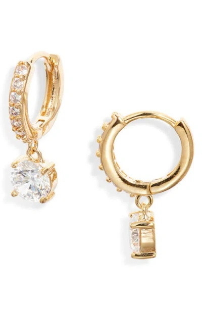 Nordstrom Cubic Zirconia Dangle Hoop Earrings In Gold