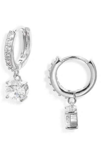 Nordstrom Cubic Zirconia Dangle Hoop Earrings In Neutral