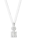 Nordstrom Cubic Zirconia Double Drop Pendant Necklace In Clear/platinum Plated
