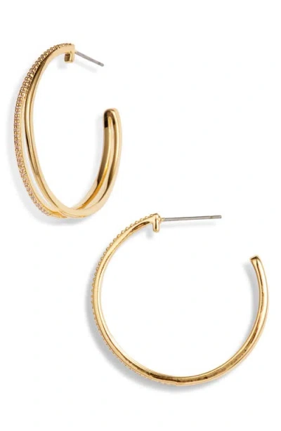 Nordstrom Cubic Zirconia Double Hoop Earrings In Clear- Gold