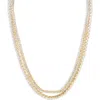 Nordstrom Cubic Zirconia Double Strand Tennis Necklace In Clear-gold