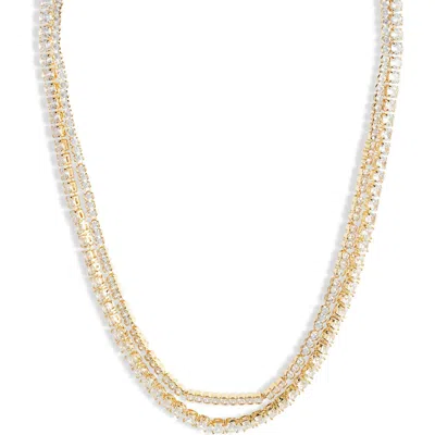 Nordstrom Cubic Zirconia Double Strand Tennis Necklace In Gray