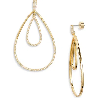 Nordstrom Cubic Zirconia Double Teardrop Earrings In Clear- Gold
