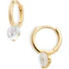 Nordstrom Cubic Zirconia Drop Huggie Earrings In 14k Gold Plated