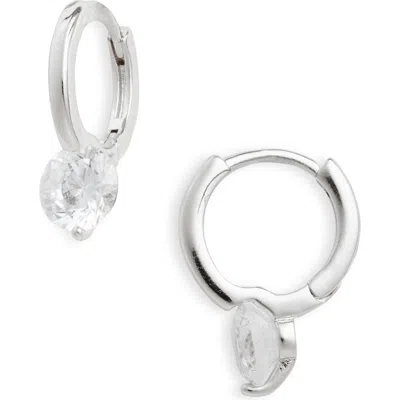Nordstrom Cubic Zirconia Drop Huggie Earrings In Sterling Silver Plated
