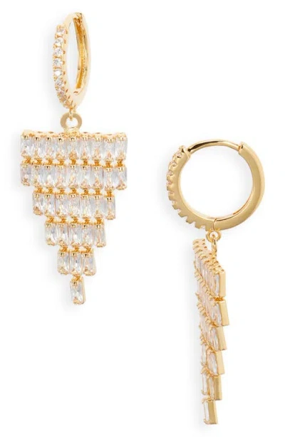 Nordstrom Cubic Zirconia Fringe Hoop Earrings In Gold