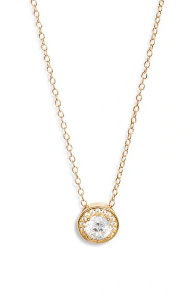 Nordstrom Cubic Zirconia Halo Pendant Necklace In Gold
