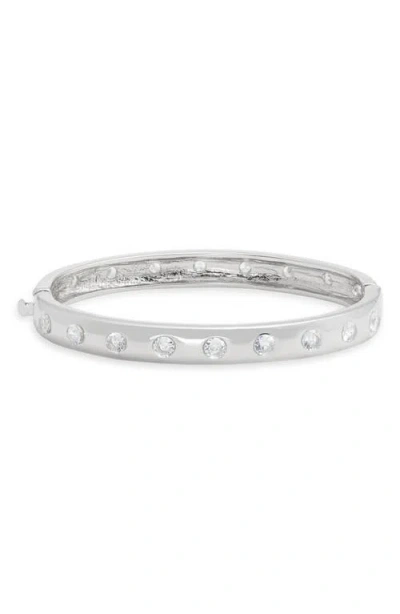 Nordstrom Cubic Zirconia Hinge Bangle Bracelet In Metallic