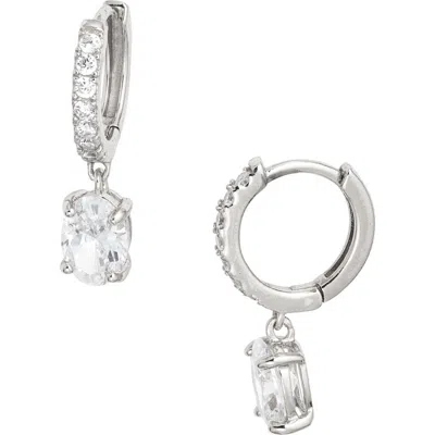 Nordstrom Cubic Zirconia Huggie Drop Earrings In Metallic