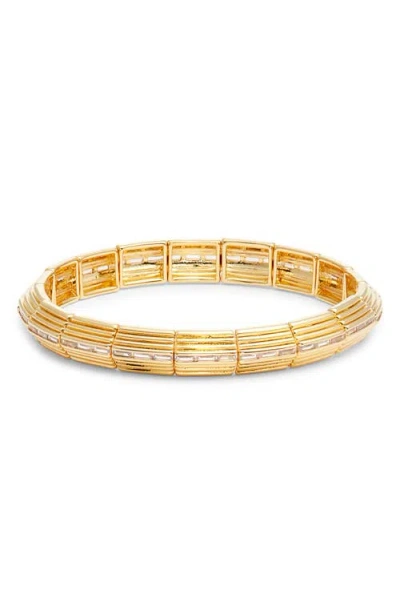 Nordstrom Cubic Zirconia Inset Deco Stretch Bracelet In Clear- Gold