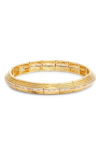 Nordstrom Cubic Zirconia Inset Deco Stretch Bracelet In Gold