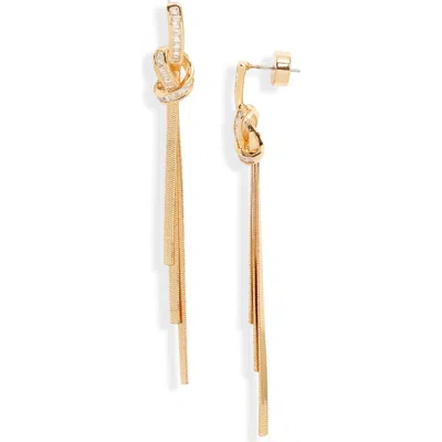 Nordstrom Cubic Zirconia Knot Tassel Drop Earrings In Gold