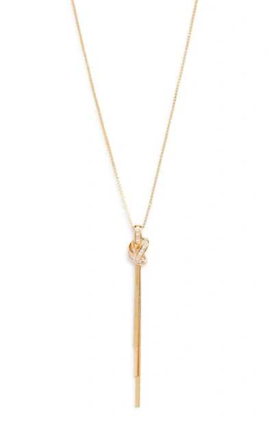 Nordstrom Cubic Zirconia Knot Tassel Pendant Necklace In Gold