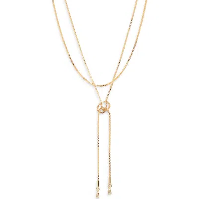 Nordstrom Cubic Zirconia Knotted Layered Y-necklace In Gold
