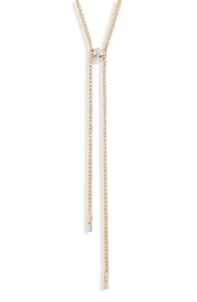 Nordstrom Cubic Zirconia Knotted Y Necklace In Gold