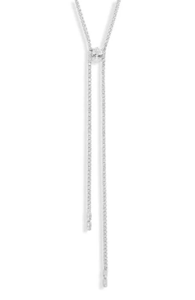 Nordstrom Cubic Zirconia Knotted Y Necklace In Silver