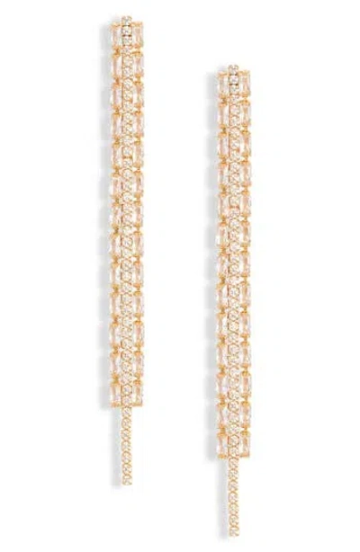 Nordstrom Cubic Zirconia Linear Drop Earrings In Clear- Gold