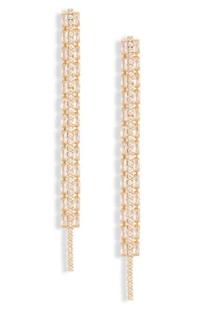Nordstrom Cubic Zirconia Linear Drop Earrings In Clear- Gold