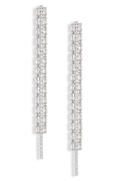 Nordstrom Cubic Zirconia Linear Drop Earrings In Clear- Silver