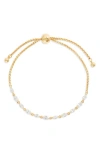 Nordstrom Cubic Zirconia Marquise Slider Bracelet In Clear- Gold