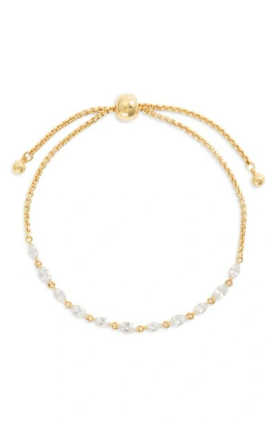 Nordstrom Cubic Zirconia Marquise Slider Bracelet In Clear- Gold