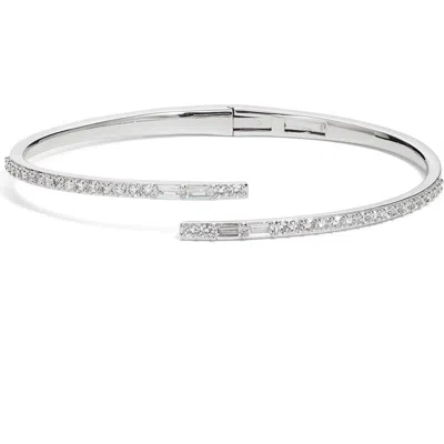 Nordstrom Cubic Zirconia Overlap Cuff Bracelet In Silver