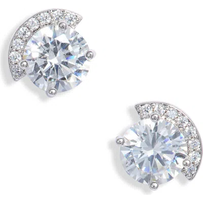 Nordstrom Cubic Zirconia Pave Crescent Stud Earrings In Silver