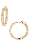 Nordstrom Cubic Zirconia Pavé Hoop Earrings In Clear- Gold