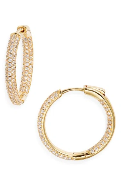 Nordstrom Cubic Zirconia Pavé Hoop Earrings In Clear- Gold
