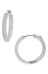 Nordstrom Cubic Zirconia Pavé Hoop Earrings In Clear- Silver