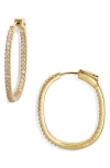 Nordstrom Cubic Zirconia Pavé Inside Out Hoop Earrings In Clear- Gold
