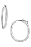 Nordstrom Cubic Zirconia Pavé Inside Out Hoop Earrings In Clear- Silver