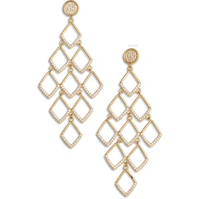 Nordstrom Cubic Zirconia Pavé Lattice Drop Earrings In Clear- Gold
