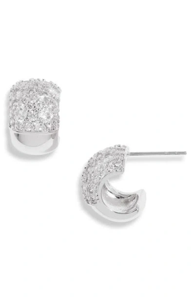 Nordstrom Cubic Zirconia Pavé Wide Hoop Earrings In Clear- Silver