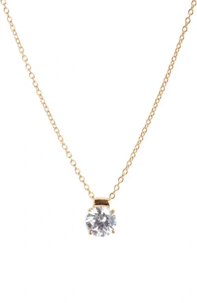 Nordstrom Cubic Zirconia Pendant Necklace In 14k Gold Plated