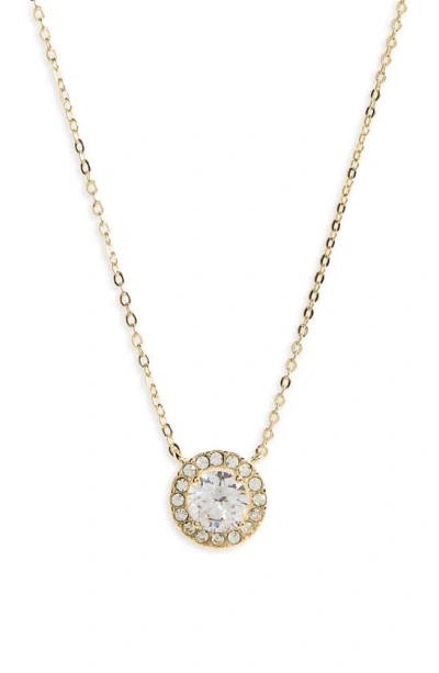Nordstrom Cubic Zirconia Pendant Necklace In Clear- Gold
