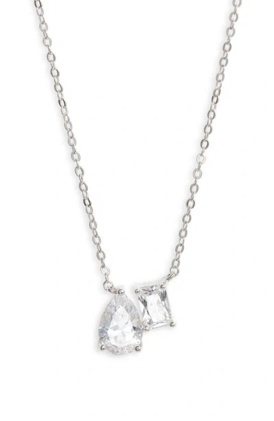 Nordstrom Cubic Zirconia Pendant Necklace In Clear- Silver