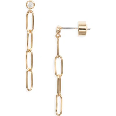 Nordstrom Cubic Zirconia Post Paper Clip Drop Earrings In Gold
