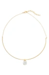 Nordstrom Cubic Zirconia Sliding Pendant Collar Necklace In Clear- Gold