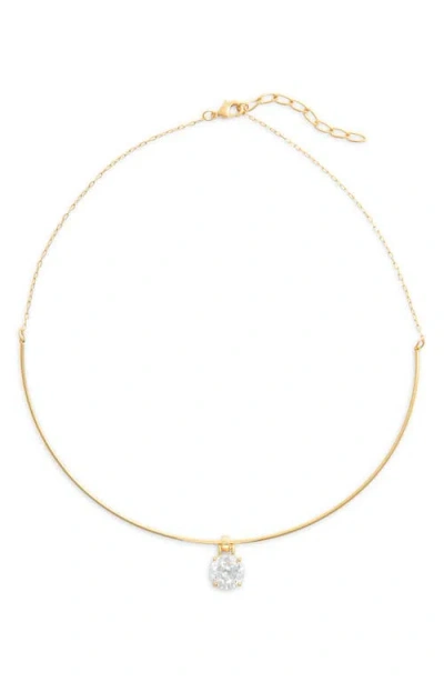 Nordstrom Cubic Zirconia Sliding Pendant Collar Necklace In Gold