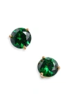 Nordstrom Cubic Zirconia Stud Earrings In Emerald- Gold
