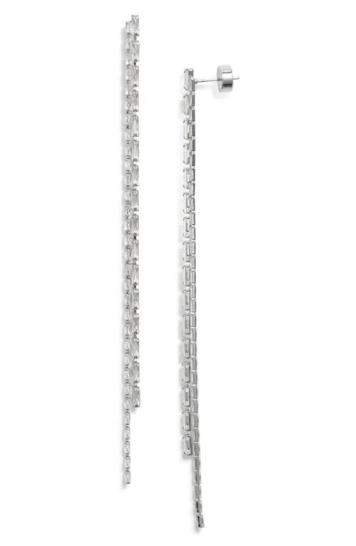Nordstrom Cubic Zirconia Tassel Earrings In Clear- Silver