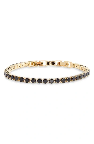Nordstrom Cubic Zirconia Tennis Bracelet In Black- Gold