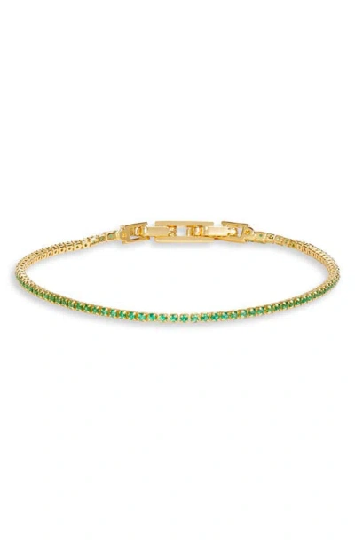 Nordstrom Cubic Zirconia Tennis Bracelet In Emerald- Gold