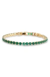 Nordstrom Cubic Zirconia Tennis Bracelet In Emerald- Gold