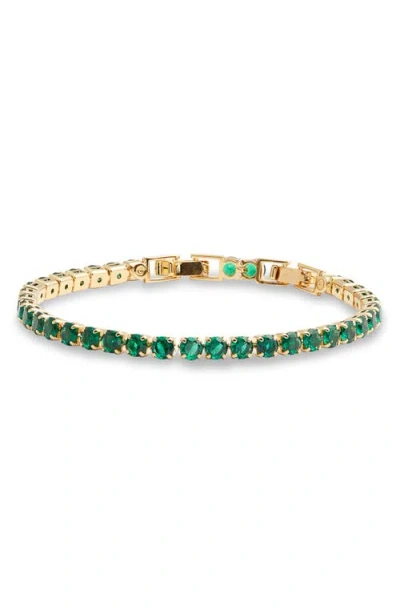 Nordstrom Cubic Zirconia Tennis Bracelet In Emerald- Gold