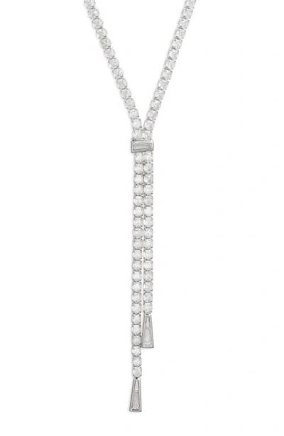 Nordstrom Cubic Zirconia Tennis Y-necklace In Clear- Silver
