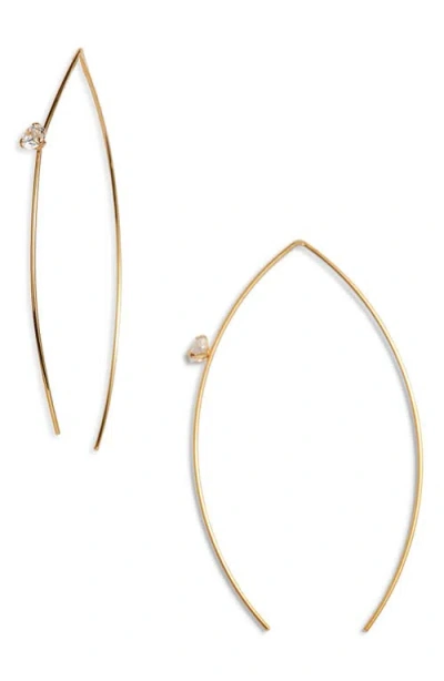 Nordstrom Cubic Zirconia Threader Hoop Earrings In Clear- Gold